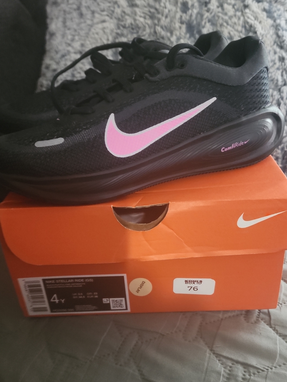 Nike Women's Black Athletic Shoes with Pink Swoosh